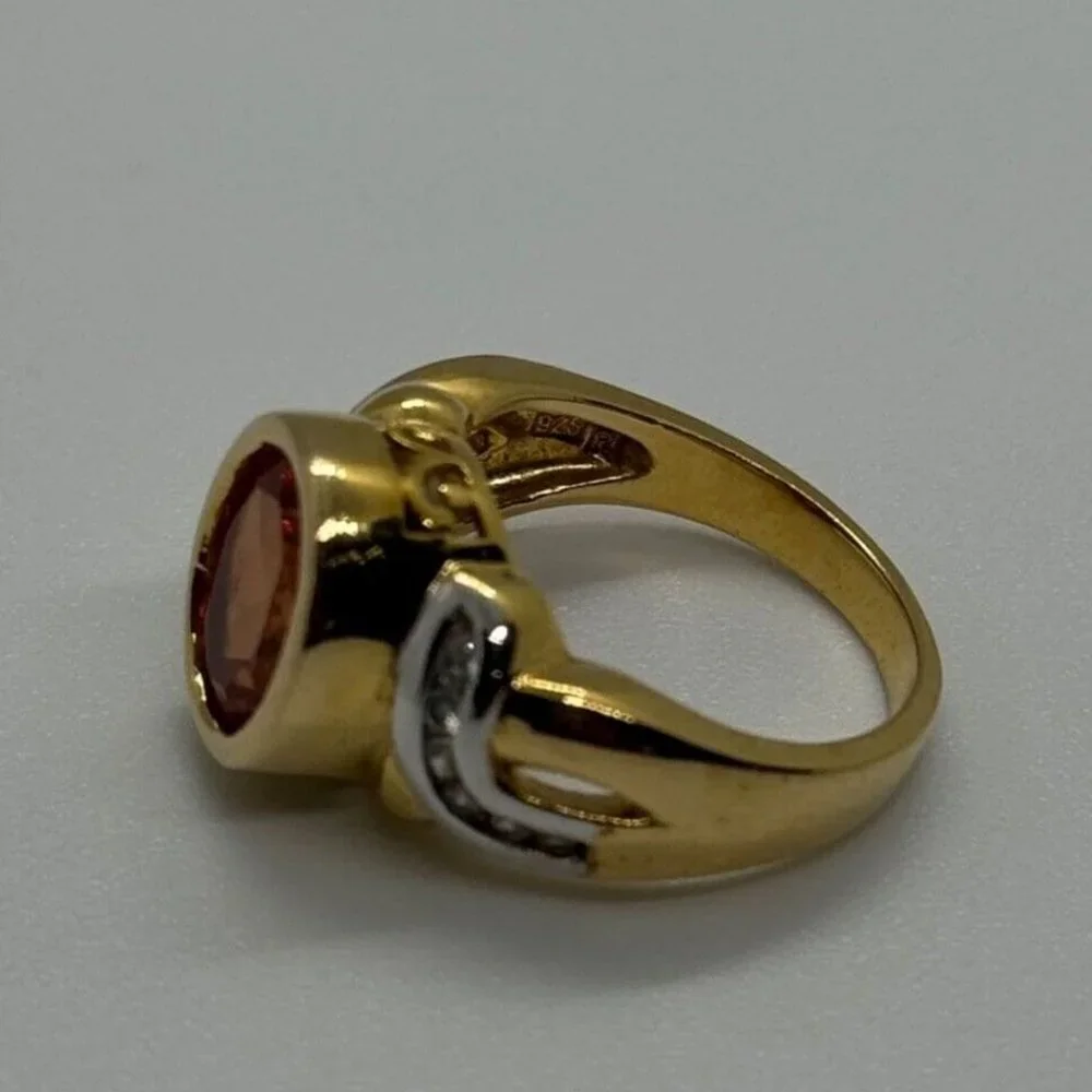 925 STERLING SILVER GOLD PLATED CZ RING SIZE 6